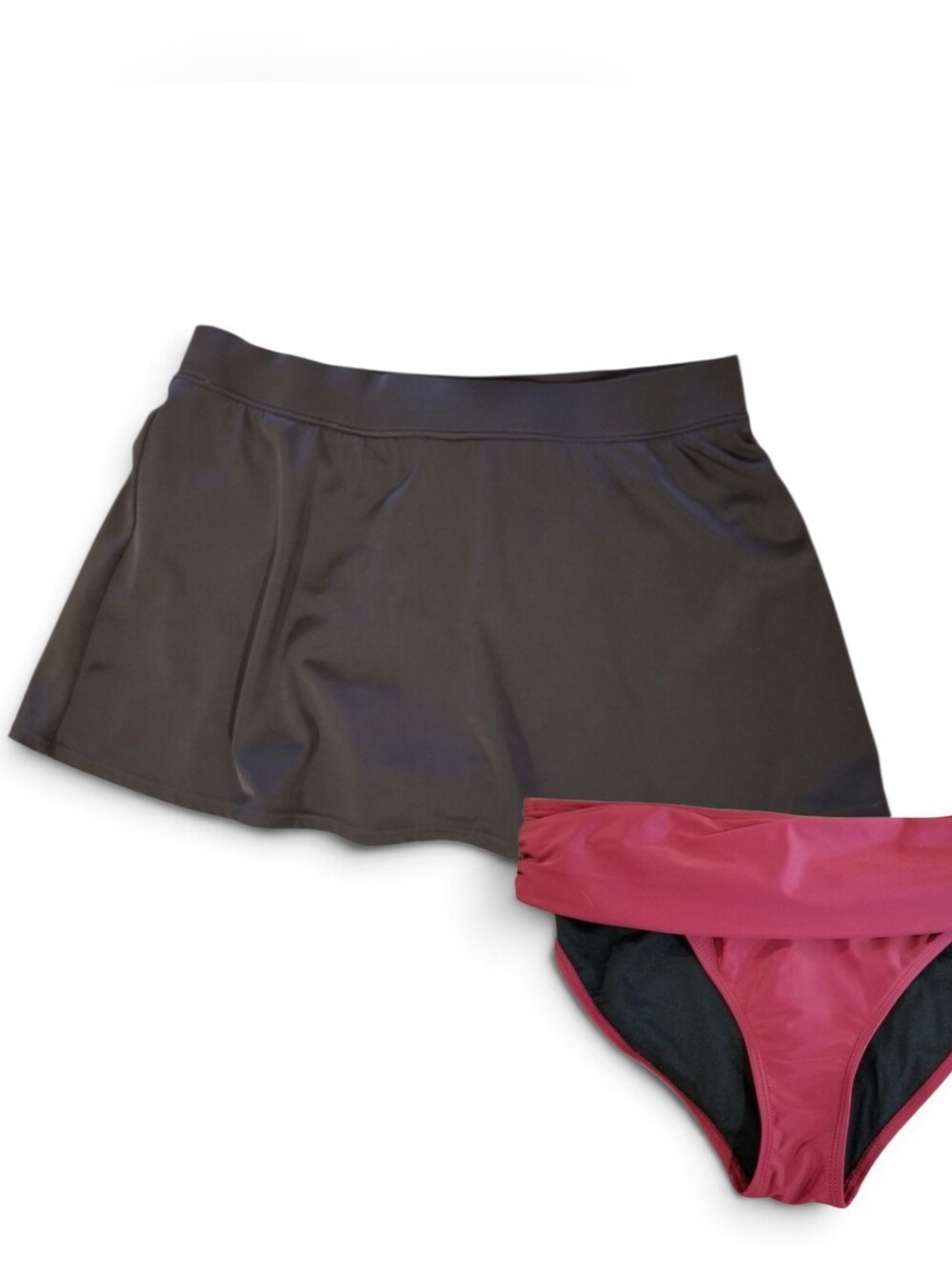 Custom Curves Skirted Swim Bottoms, sz 12 and Shekini Burgundy Swim Bottoms Sz L